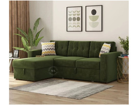 Elegant Wooden Sofa Cum Bed with Storage Solutions