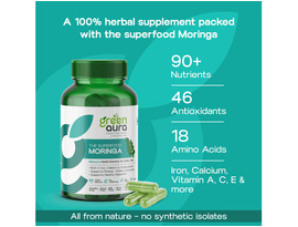 Moringa Supplement for Immunity by Green Aura 100% Herbal Capsules