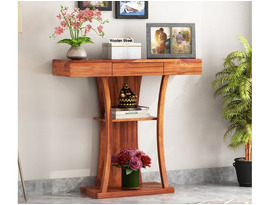 Space efficient console table with storage solution