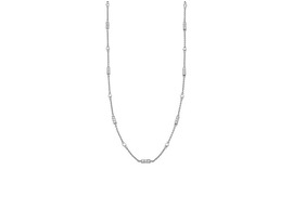 Buy 18 Karat White Gold Chain Barrel Necklace with Diamonds